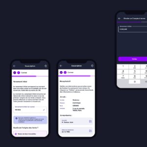 UI design et direction artistique de l'application mobile Distingo Bank. Studio de création d'application mobile et design graphique