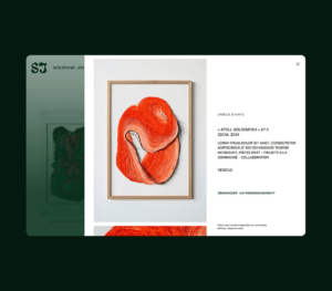 Création de site web, UI design et direction artistique de l'artiste Solenne Jolivet. Studio de création d'application mobile et design graphique