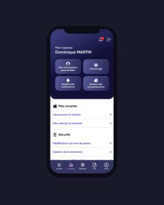 UI design et direction artistique de l'application mobile Distingo Bank. Studio de création d'application mobile et design graphique
