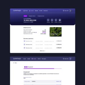 UI design et direction artistique du site web responsive desktop et mobile de Distingo Bank. Dashboard simulateur bancaire. Studio de création d'application mobile et design graphique