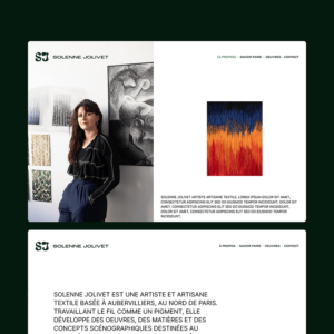 Création de site web, UI design et direction artistique de l'artiste Solenne Jolivet. Studio de création d'application mobile et design graphique