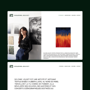 Création de site web, UI design et direction artistique de l'artiste Solenne Jolivet. Studio de création d'application mobile et design graphique