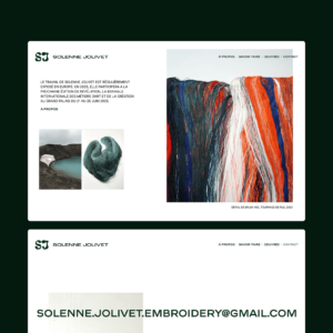 Création de site web, UI design et direction artistique de l'artiste Solenne Jolivet. Studio de création d'application mobile et design graphique