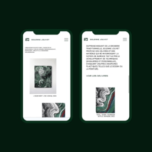 Création de site web, UI design et direction artistique de l'artiste Solenne Jolivet. Studio de création d'application mobile et design graphique