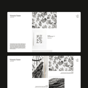 Création de site web, webdesign, direction artistique et logo de l'artiste Victoria Tanto. Studio de création d'application mobile et design graphique