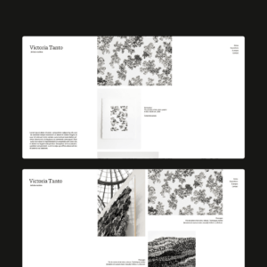 Création de site web, webdesign, direction artistique et logo de l'artiste Victoria Tanto. Studio de création d'application mobile et design graphique