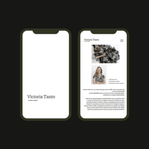 Création de site web, webdesign, direction artistique et logo de l'artiste Victoria Tanto. Studio de création d'application mobile et design graphique