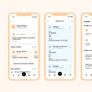 UI design, direction artistique et branding de l'application mobile de santé Seedly. Studio de création d'application mobile et design graphique