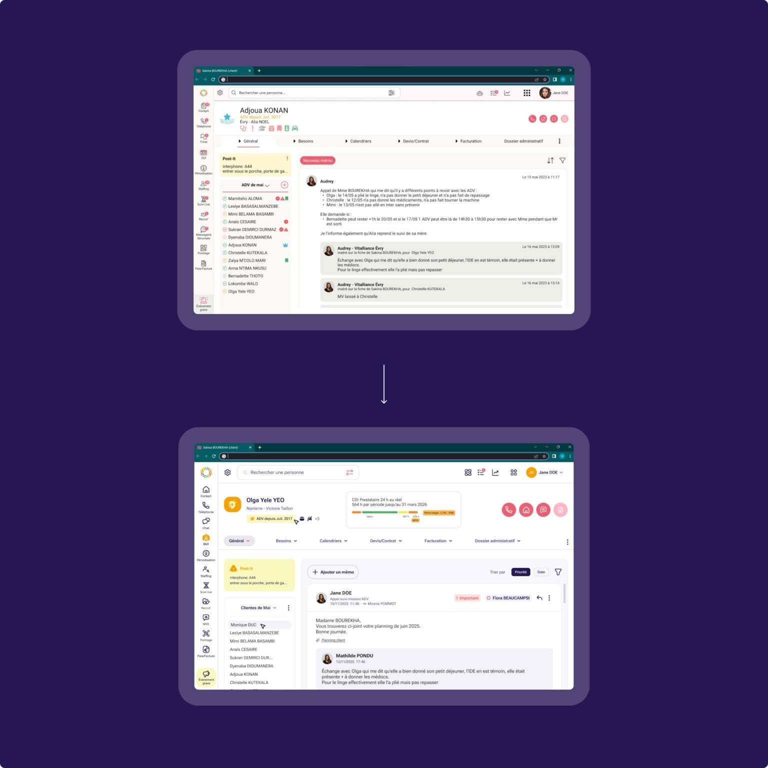 UI/UX design, direction artistique et design system de l'application mobile et l'outil SaaS de Vitalliance